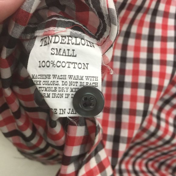 TENDERLOIN Japan Short Sleeve Plaid Button Up Shirt Men's Size Small S - Picture 2 of 5